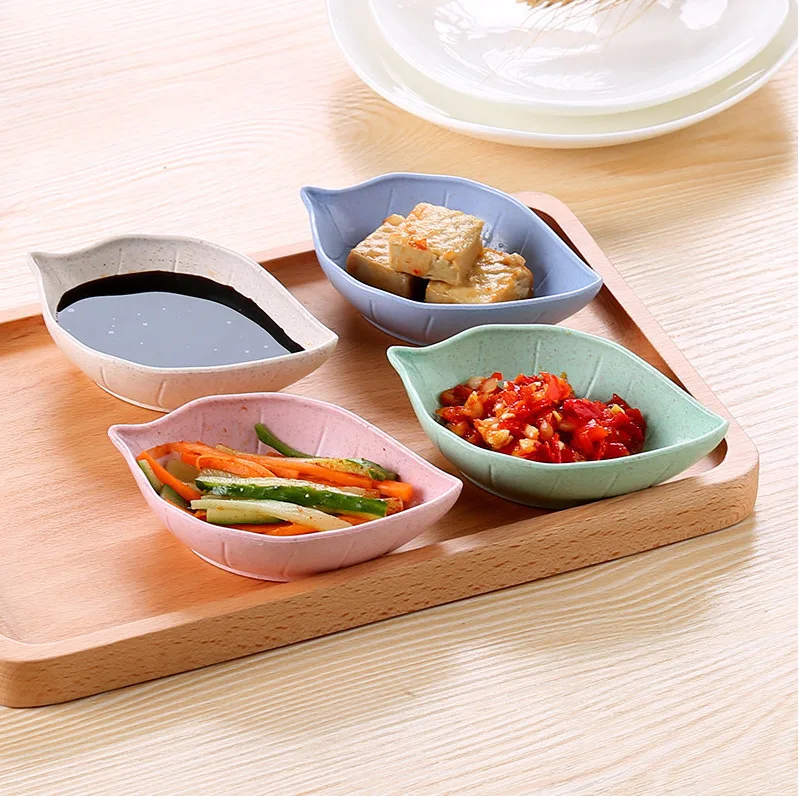 Wheat straw leaves small plate kitchen tableware vinegar sauce seasoning plate seasoning plate round savory side dish dish