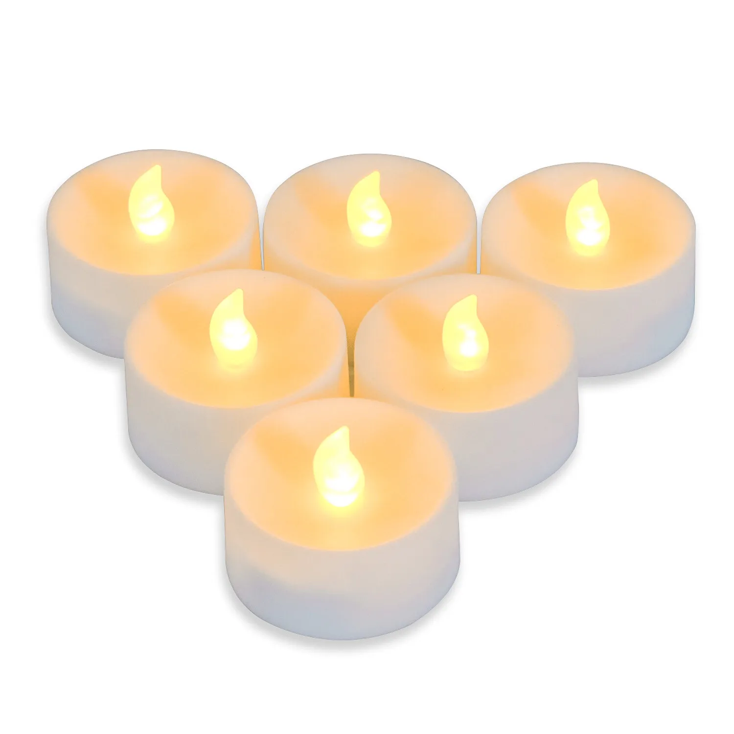 LED Yellow Flickering Flameless Tealight Candles OEM White Candle Tea Lights With Timer For Wedding Birthday Decoration Supplies