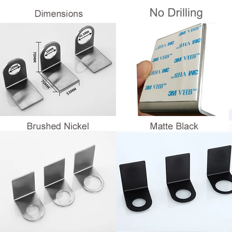 Wall Mounted Self Adhesive Liquid Soap Holder Stainless Steel Soap Bottle Holder Shower Gel Dispenser Holder