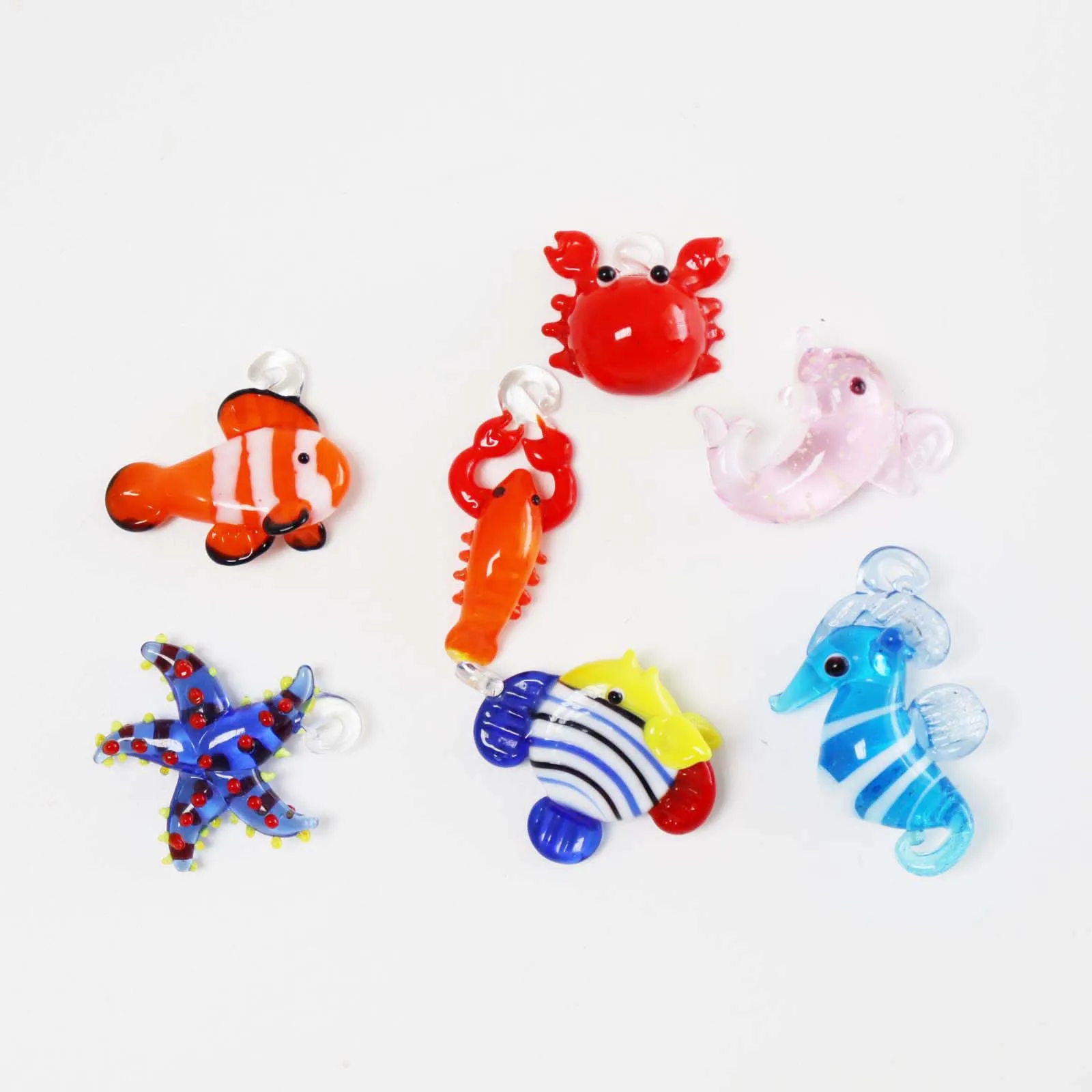 Sea Animal Crab Fish Starfish Hippocampus Custom Glass Pendant for Home Decoration and Jewelry Making