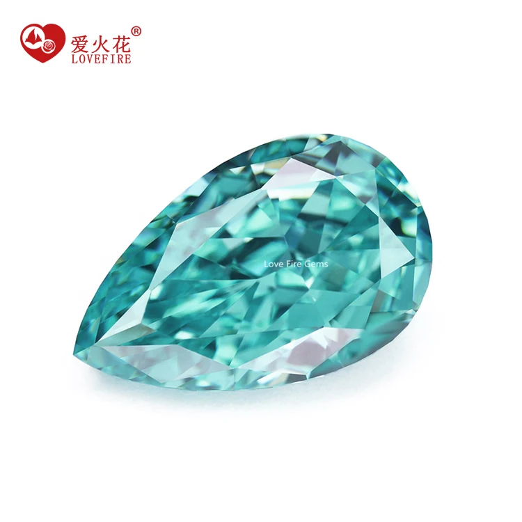 wholesale loose gemstone paraiba colors pear shape 5A+ 4K CZ zircon stone crushed iced cut cubic zirconia