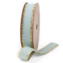 High Quality 5/8 Inch 16mm Gold Fringe Edged Grosgrain Ribbon