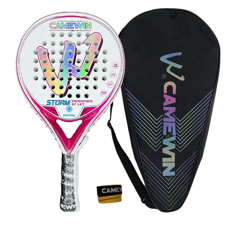 Camewin Padel Racket Tennis Carbon Fiber Soft EVA Face Tennis Paddle Racquet Racket with Padle Bag Cover With Free Gift New