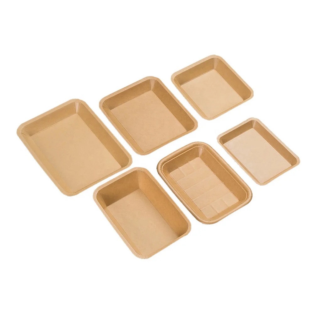 Disposable Plate Barbecue Dinner Paper Plate Commercial Kraft Paper Rectangular Tray Tableware Party Ship Box