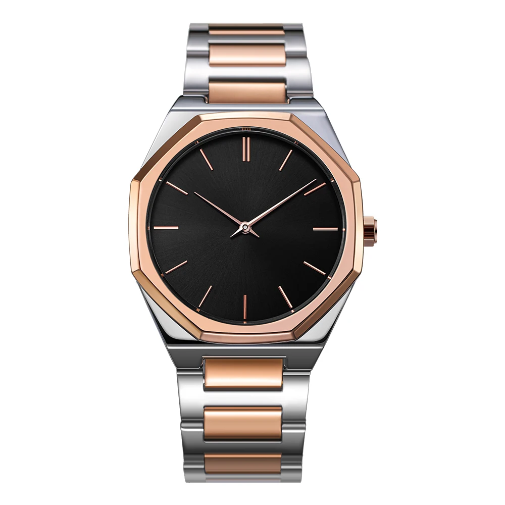 Rose Gold Custom Logo Watch Waterproof Men Wristwatch Brand Your Own Luxury OEM Watch Relojes Hombre