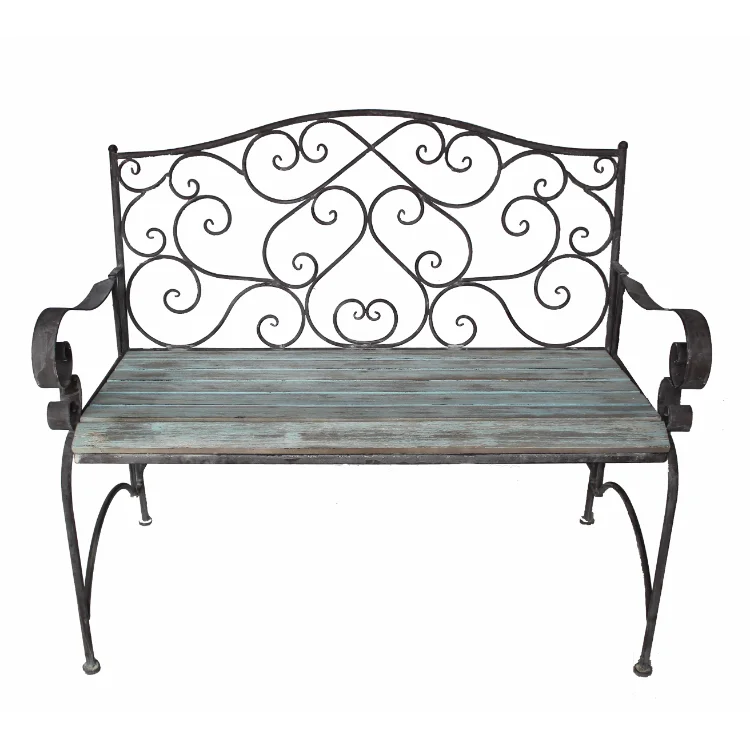 High Quality Antique wrought iron  Outdoor furniture Metal Park Seat Garden Chair Patio Bench