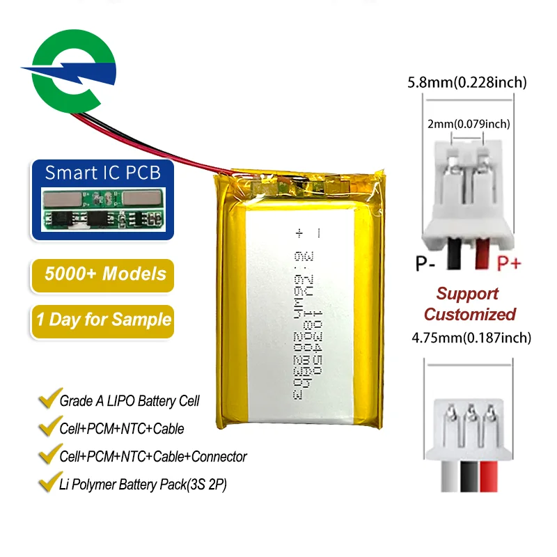 Enerforce 103450 6.66Wh 1800mAh 3 7 v OEM ODM Lipo батарейки литий-ионная перезаряжаемая Li-po батарея для медицинского устройства