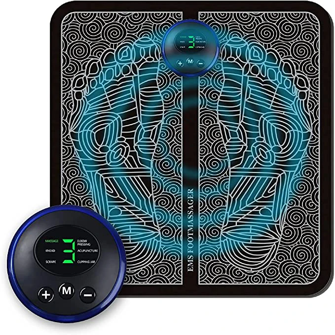 China hot sale rechargeable LCD screen heat ems foot mat massage tens machine low price