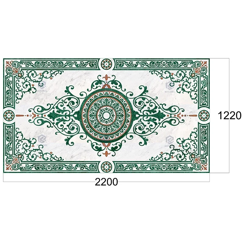New Customized Waterjet Cutting Natural Marble Stone Waterjet Medallion Inlay Flooring Design