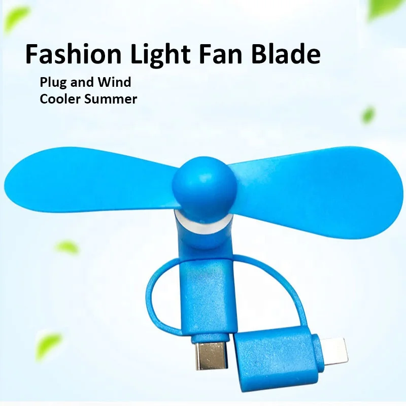 3 in 1 USB mini Fan Custom Logo Promotional Gifts Portable Phone Fan for iPhone Android mobile phones