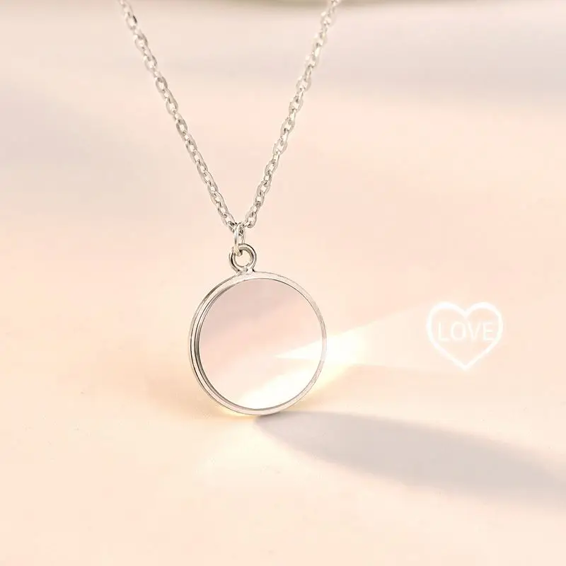 Personalized New technology Projection Necklace Heart Shape I love you Photo Pendant Clover Jewelry Memorial Necklace for Women