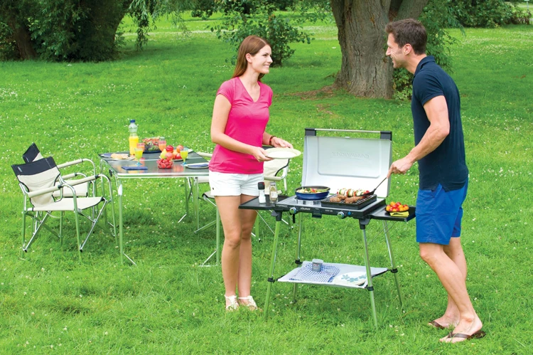 2 Burner Camping Stove Outdoor Barbecue Gas Stove Double Burner Portable Foldable Camping Gas Stove