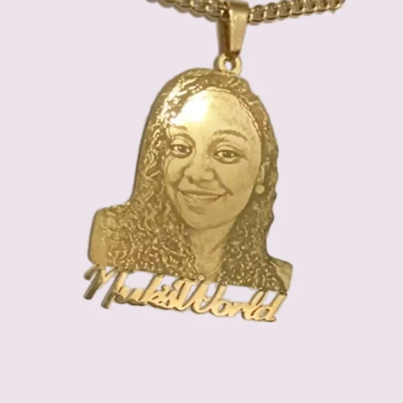 Luxury Fashion Real Gold 14K 18K Cursive Pinterest Jewellery Women Chain Custom Signature Kids Name Playe Cartoon Necklace Pic