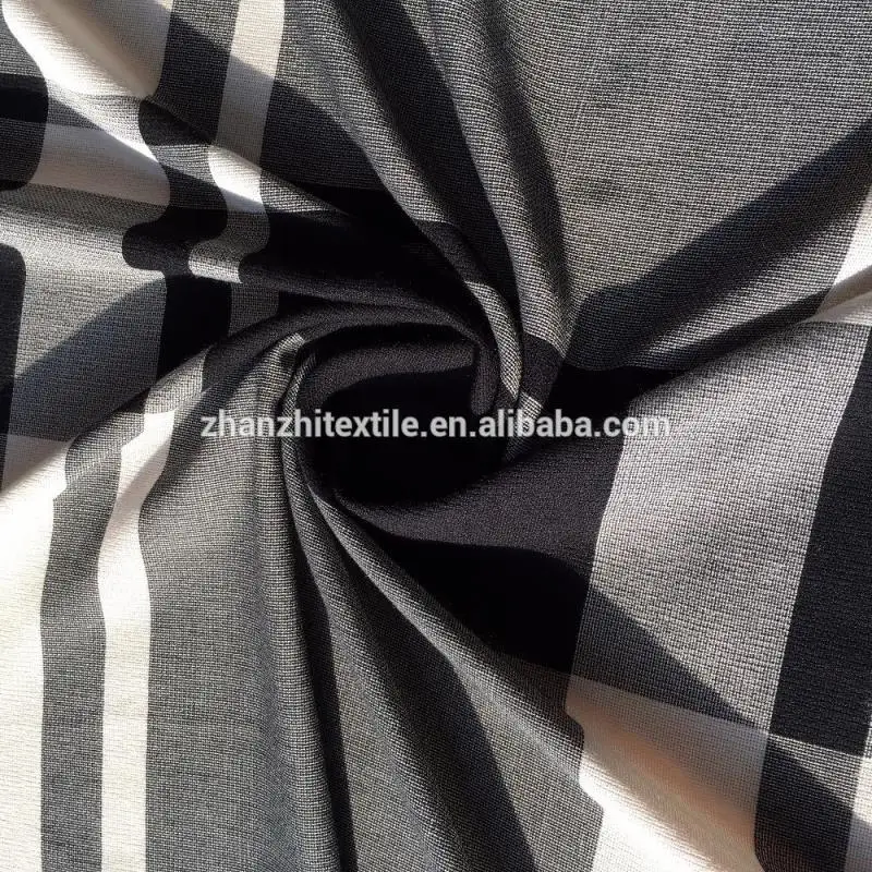 
the latest fashion woman shirt and skirt viscose cotton blend plaid fabrics 