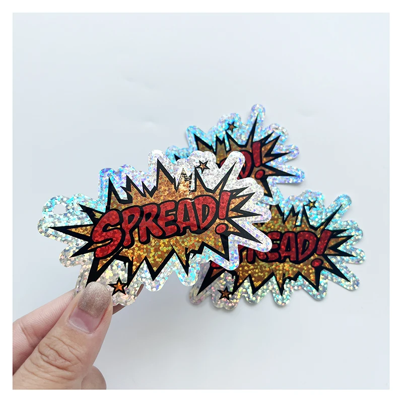 Custom Rainbow Holographic Effect Waterproof Die Cut Shape Labels Stickers Decorative Sticker Self-Adhesive Label