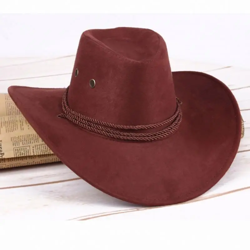 Fashion Adult/Kids  Western Sun Shield Unisex Cowboy Casual Artificial Leather Hat Wide Cowgirl Cowboy Hat