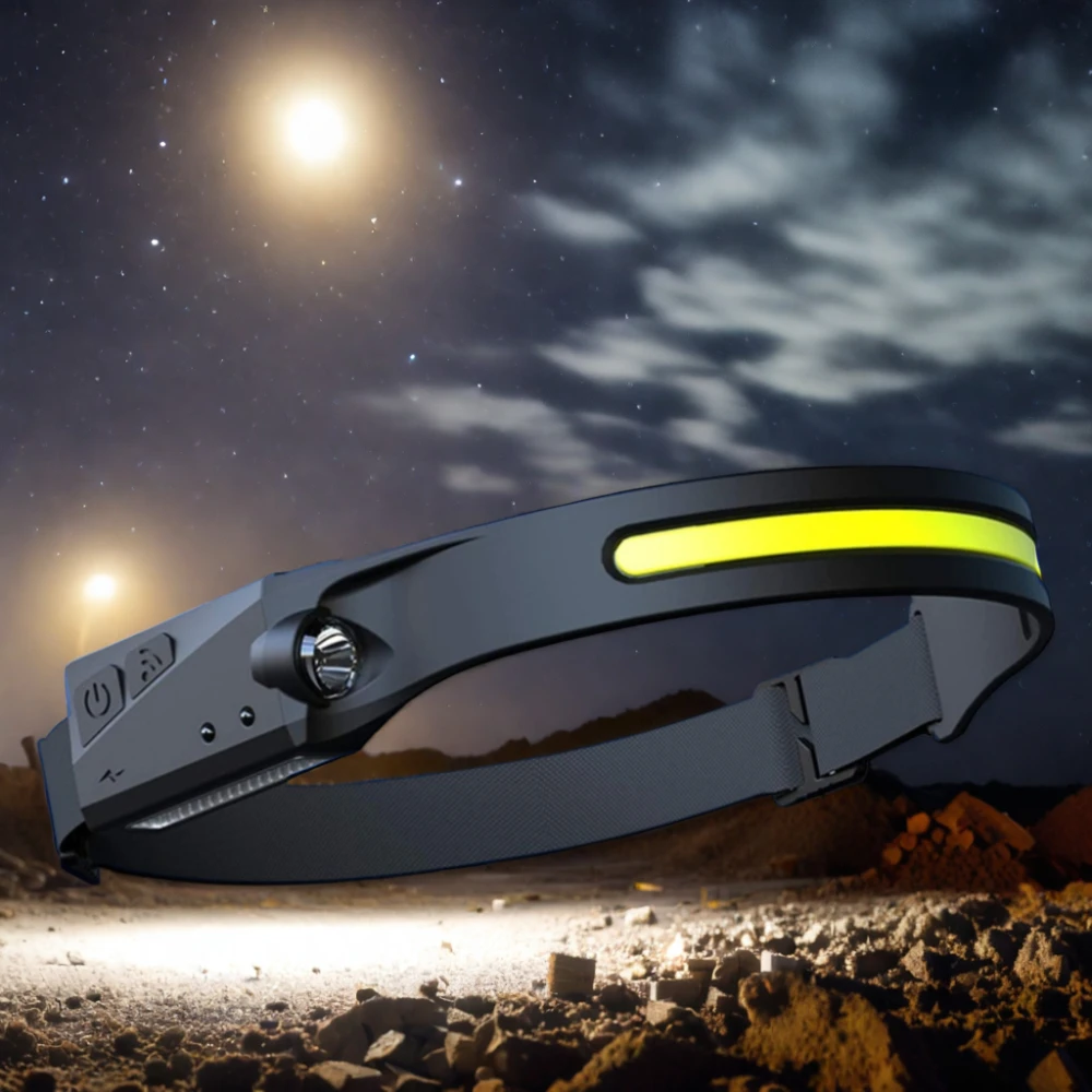 300 Lm Camping Helmet Flashlight Headlight Silicone COB Sensor Head Lamp Light Type-c Rechargeable Led Headlamps