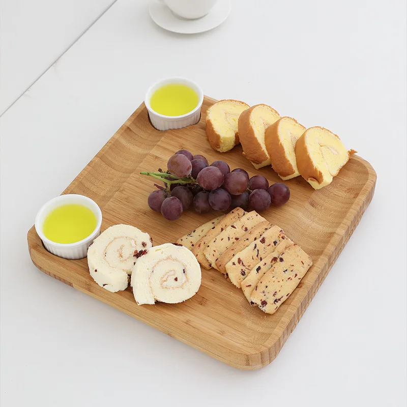 Cheesetray Bamboo Round Cheese Cutting Board Set Pastry Cheese Server Plate Bamboo Steak Tableware Slate Cheese Plate Board