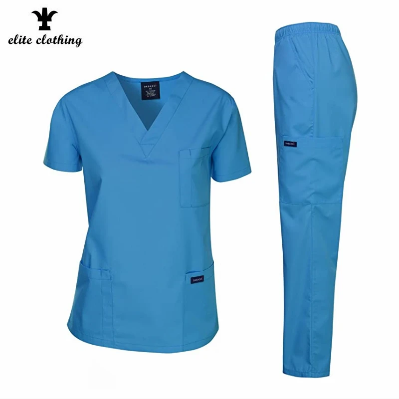 2022 Wholesale Custom Medical Teal Scrubs Pants Uniforms Sets Fit Jogger Hospital Uniforms Female Nursing Scrub Sets With Logo