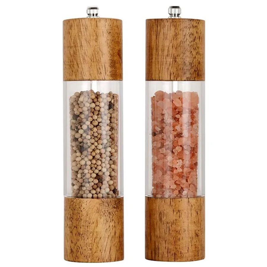 8inch Wood Salt and Pepper Spices Grinder Mill Hand Manual Adjustable Roughness Ceramic Burr Grinder
