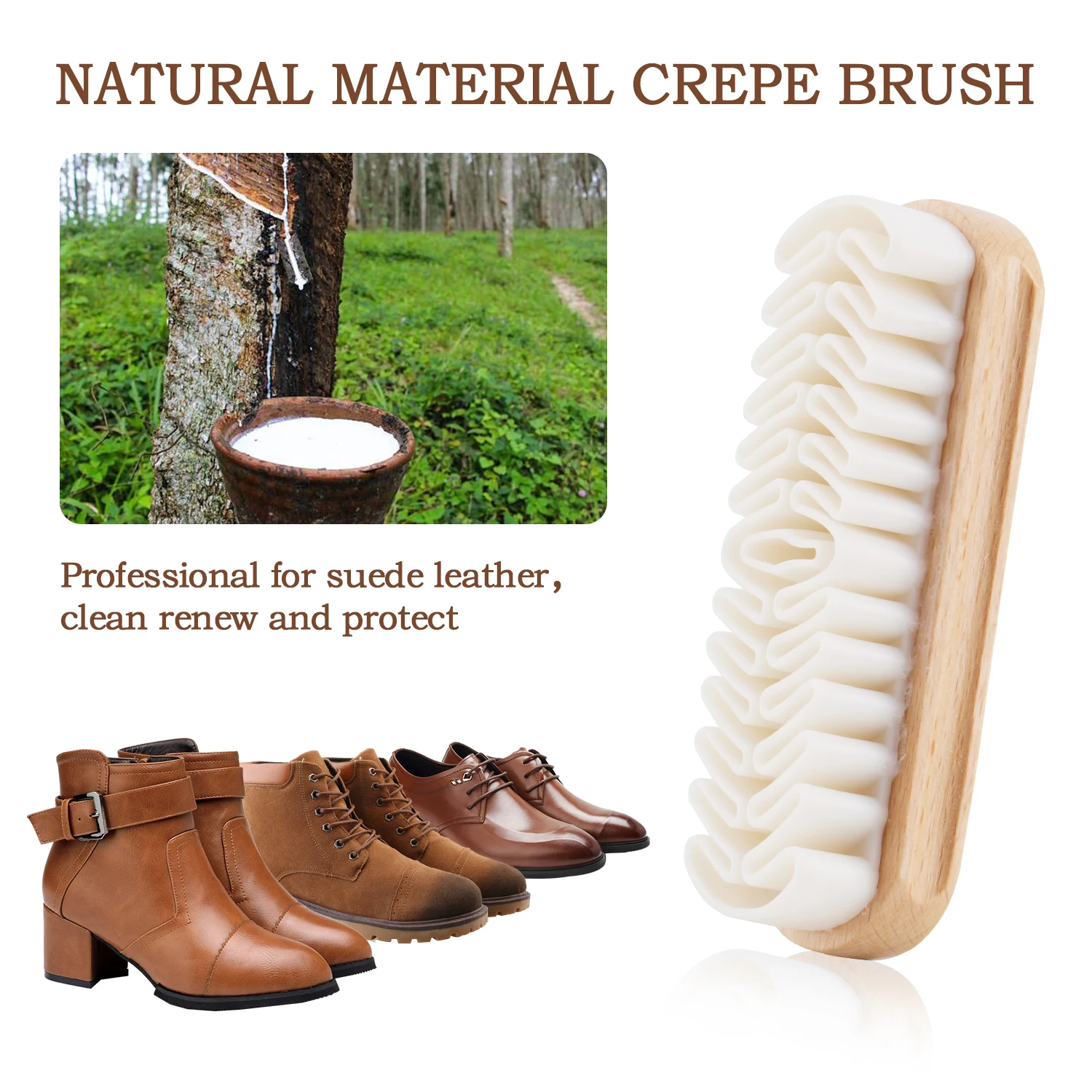 SUEDE & NUBUCK BRUSH KIT  Professional for suede leather, clean renew and protect NATURAL MATERIAL CREPE BRUSH