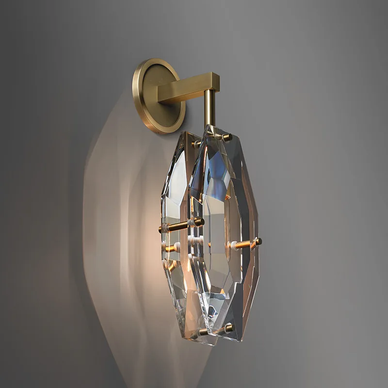 
Современный роскошный светильник в европейском стиле для гостиной, виллы, полностью медный Хрустальный настенный светильник 