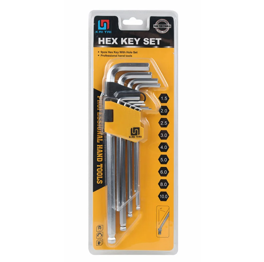Metric 9PCs extra long arm ball point hex key set.