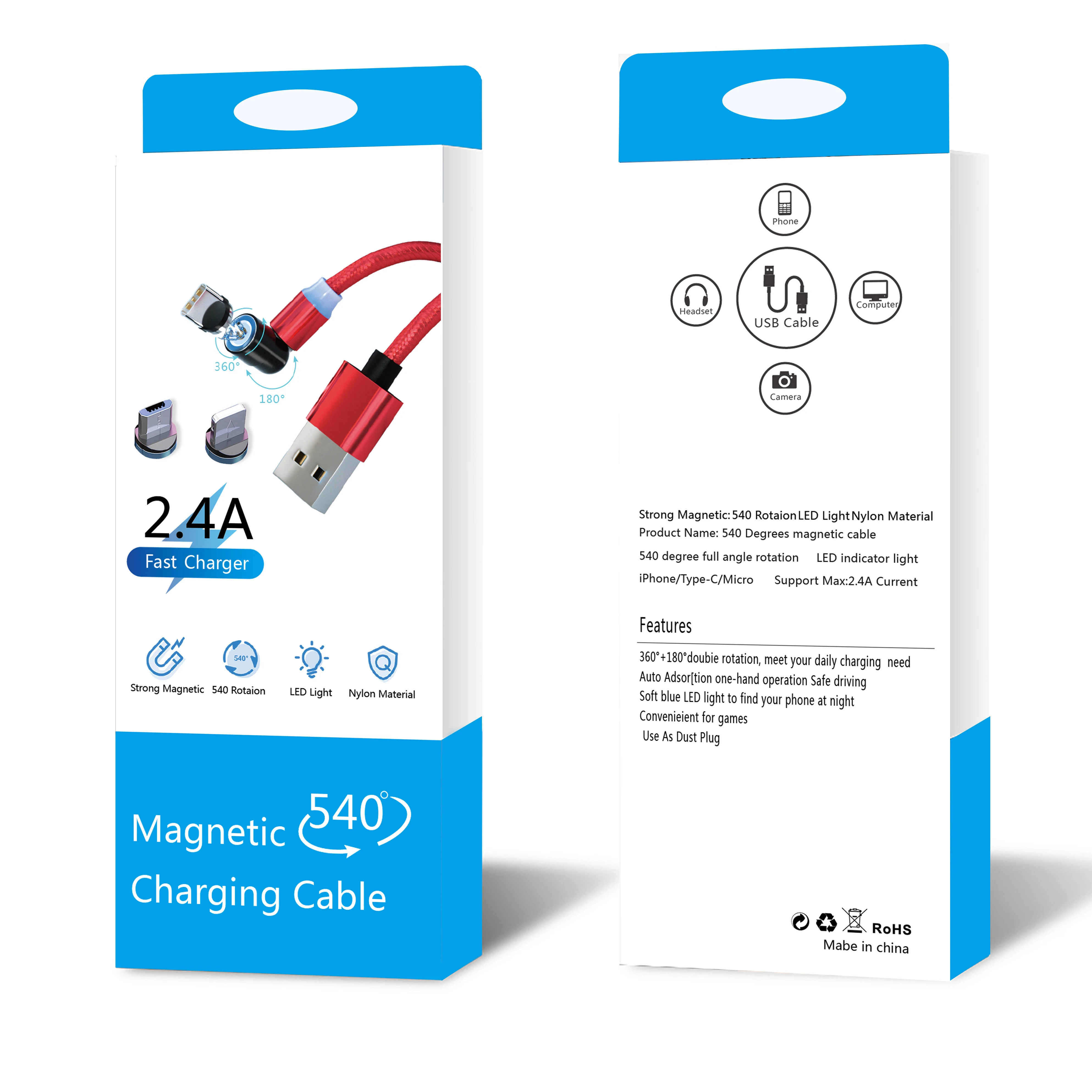  360 вращающийся магнитный кабель для передачи данных 3A micro usb c LightningCable 3 в 1 Магнитный зарядный iphone быстрое зарядное устройство