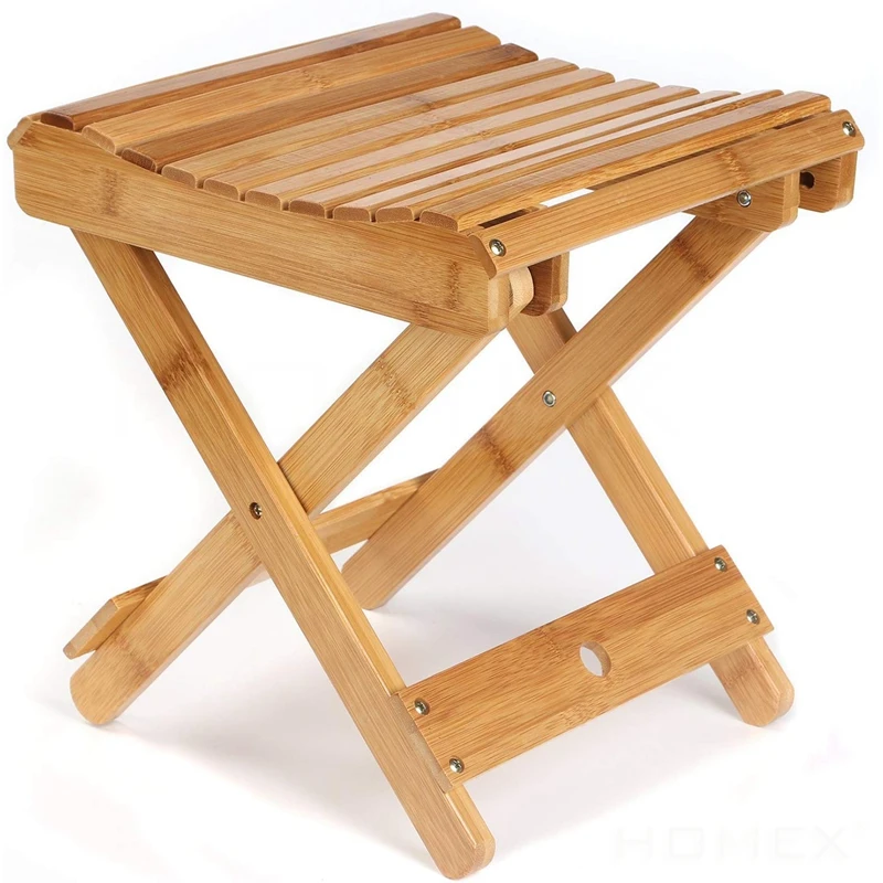 Eco-Friendly Wooden Shower Chair Bamboo Folding Stool for Leg Shaving Spa Foot Rest