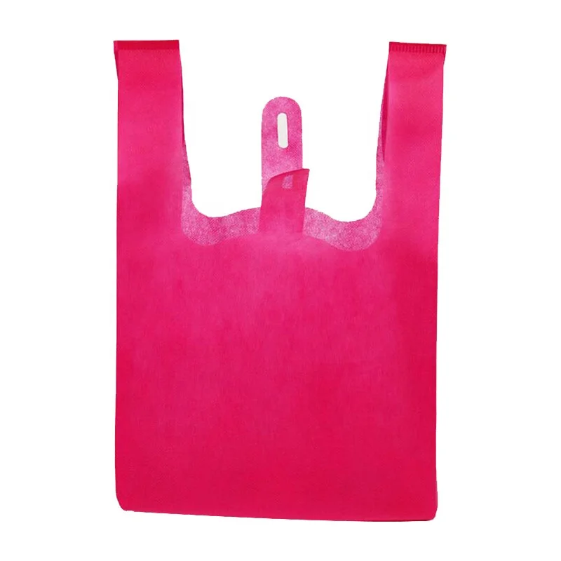 various colors   non woven carry out t shirt bags for grocery shopping
