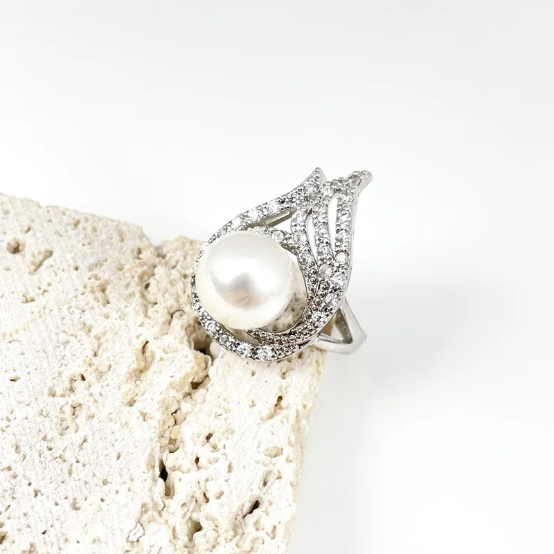 NATUNA high quality s925 sterling silver jewelry making supplies wedding custom rings with pearl