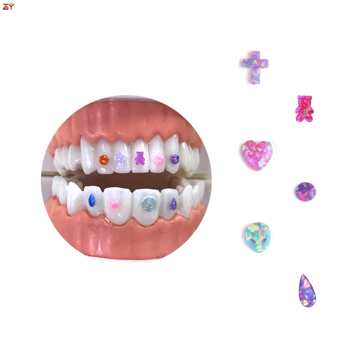 Tooth gems supply wholesale round cabochon opal stones 2mm safe lead free tooth jewelry for women