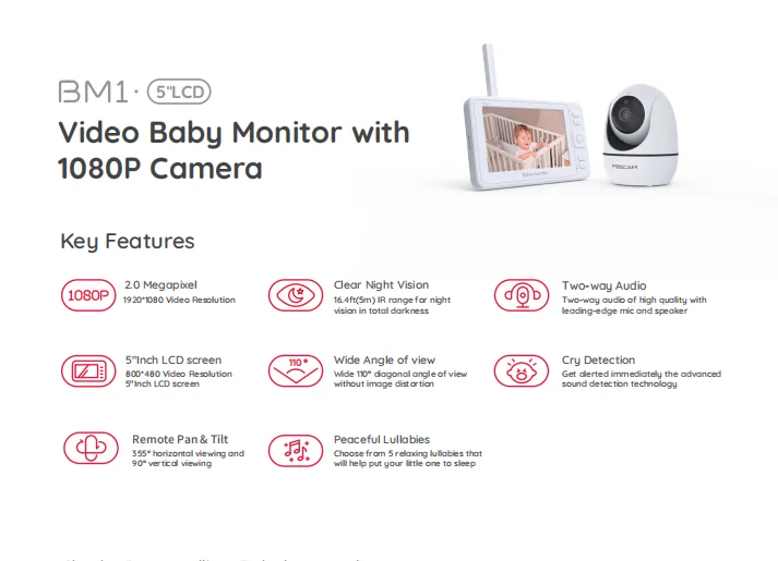  Foscam 1080P детский монитор сна Wi-Fi соединение с инфракрасная камера режимом ночного видения 2-полосная аудио удаленное панорамирование и наклон зум камеры
