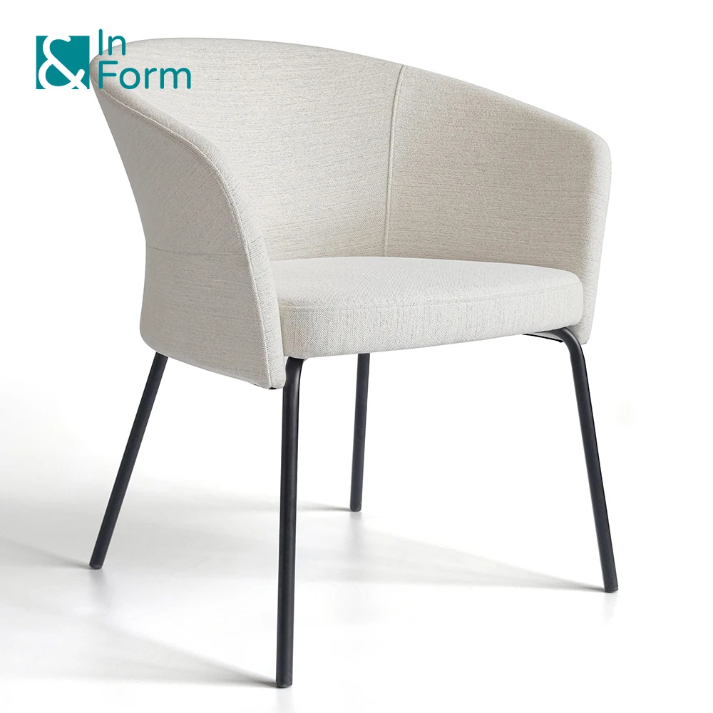Mold Foam Armchair Nordic Modern White Upholstered Restaurant Dining Chair Office Reception Guest Design Chair with Armrest