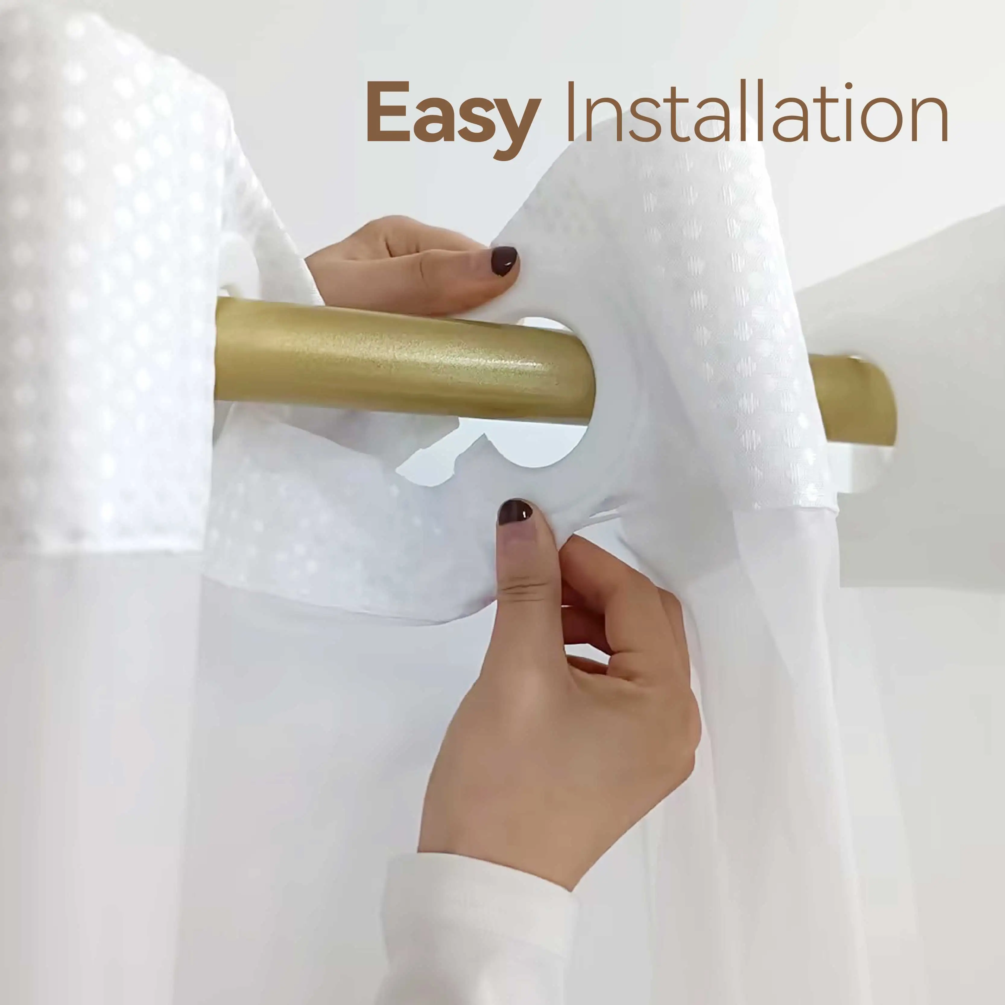 Wholesale High Quality Polyester Waterproof Custom Hotel Waffle Shower Curtain For Bathroom with Snap in Liner