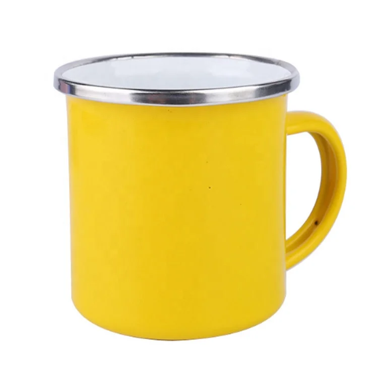 Enamel Camping Travel Coffee Mug With Lid Powder Coated Wine Fhermal