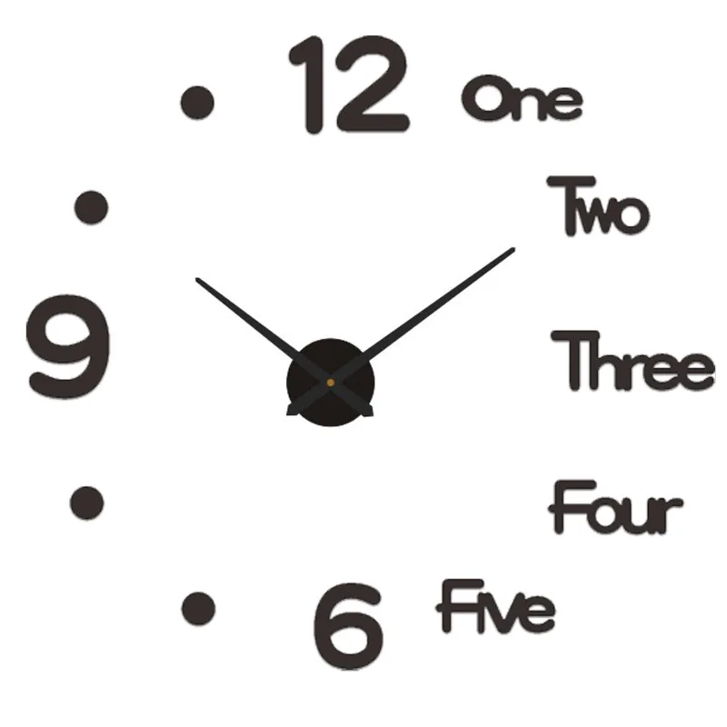 Modern Art With Wall Clock Multi Color 3d Acrylic Sticker Living Room Decor Home Decoration Wall Clock