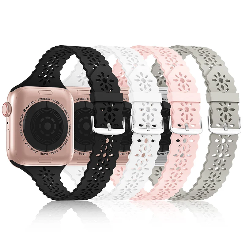 38mm 42mm Customized Soft Printed Rubber Sport Silicone Watch Strap Bands For Apple iWatch SE 7 6 5 4 3 2 1 For Apple Watch Band