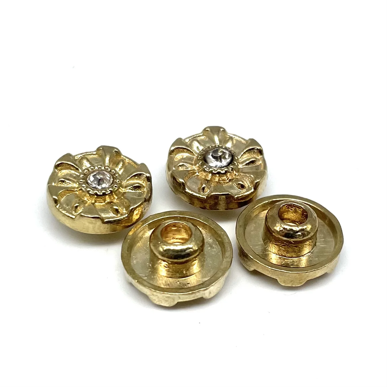 Wholesale new logo with diamond  jeans button gold plating color rivet button for clothing