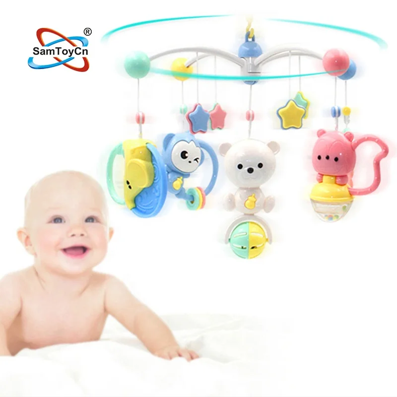 Электрическая пластиковая Поворотная музыкальная шкатулка Samtoy R/C мобиль для детской кроватки музыкальный младенцев
