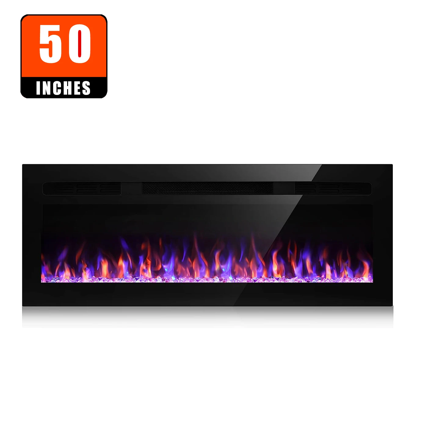 50 Inch Electric Fireplace in-Wall Recessed and Wall Mounted, Fireplace Heater and Linear Fireplace with Multicolor Flame