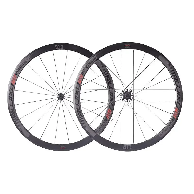 RUJIXU 6 pawls 40mm 700c Road Bike Rim Brake Wheelset Ultralight 80mm large flange hub