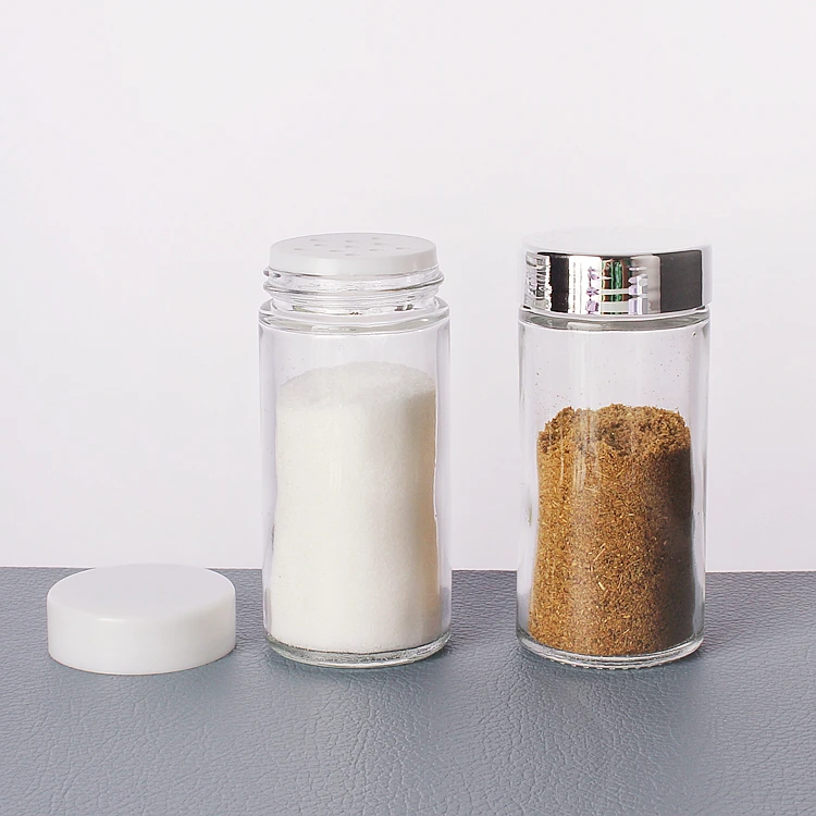 Round glass spice bottle 80ml seasoning glass spice jar with plastic lid