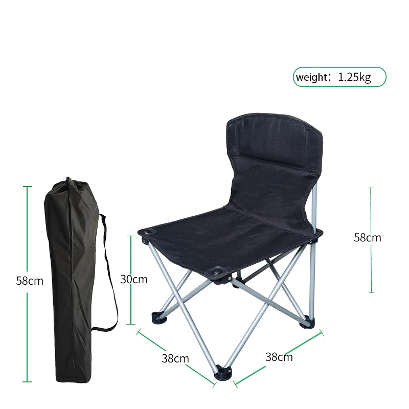 Cheap wholesale portable steel pipe material black folding picnic chair outdoor camping cloth chair car table and chair set