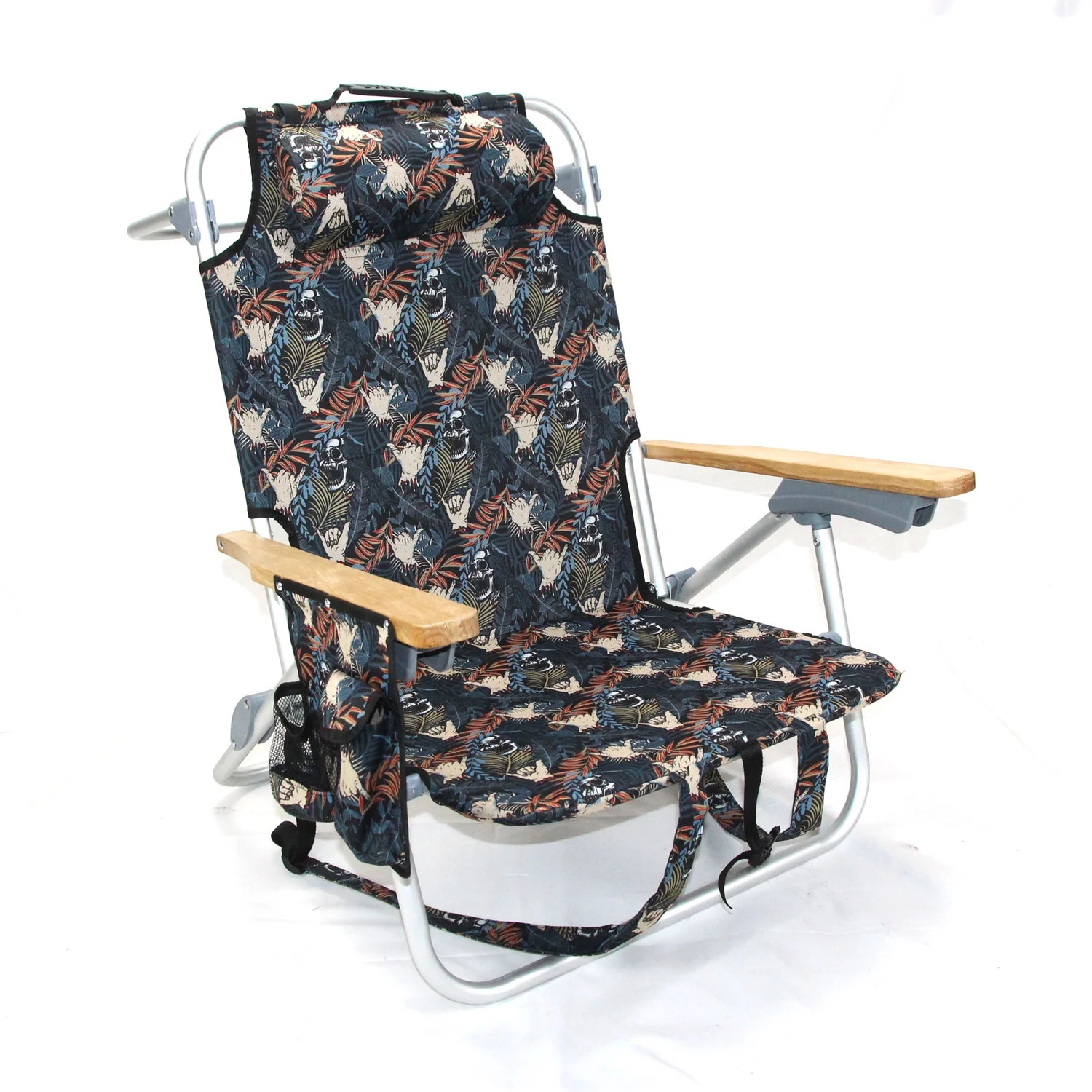 Custom portable wooden arms backpack lounge chair,folding beach backpack lawn chair