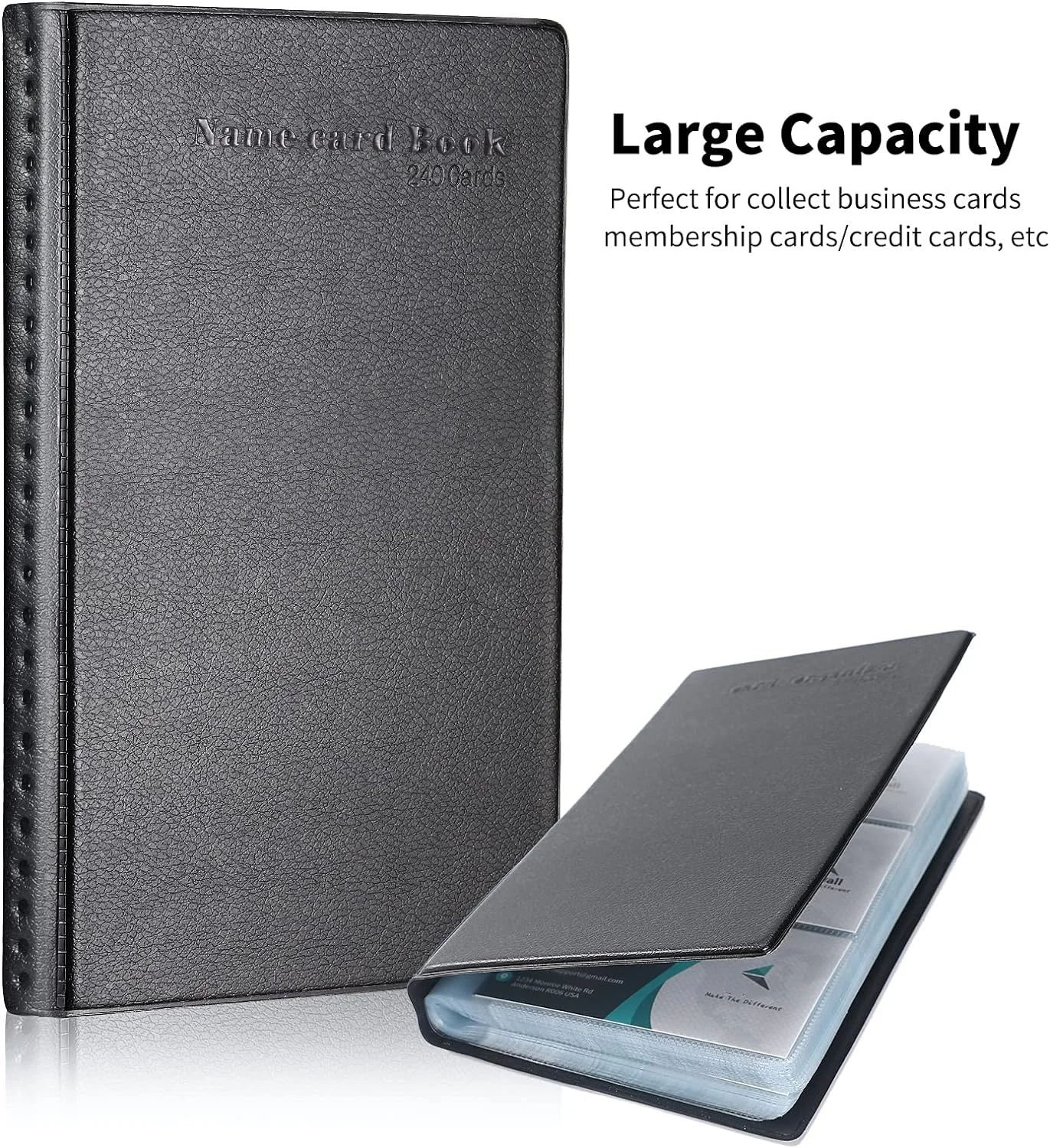 Professional Business Card Binder File Sleeve Storage PU Leather Name Badge Holders Id Card Clip Card Collection Album