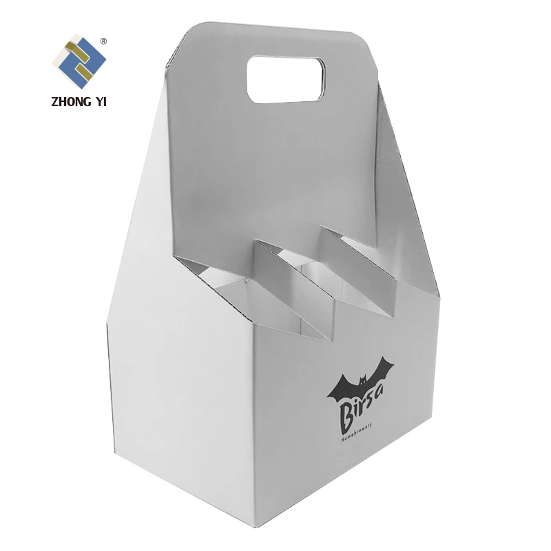 Custom logo kraft beer bottle carrier package cardboard 4 6 Pack Bottle Carrier wine box holder