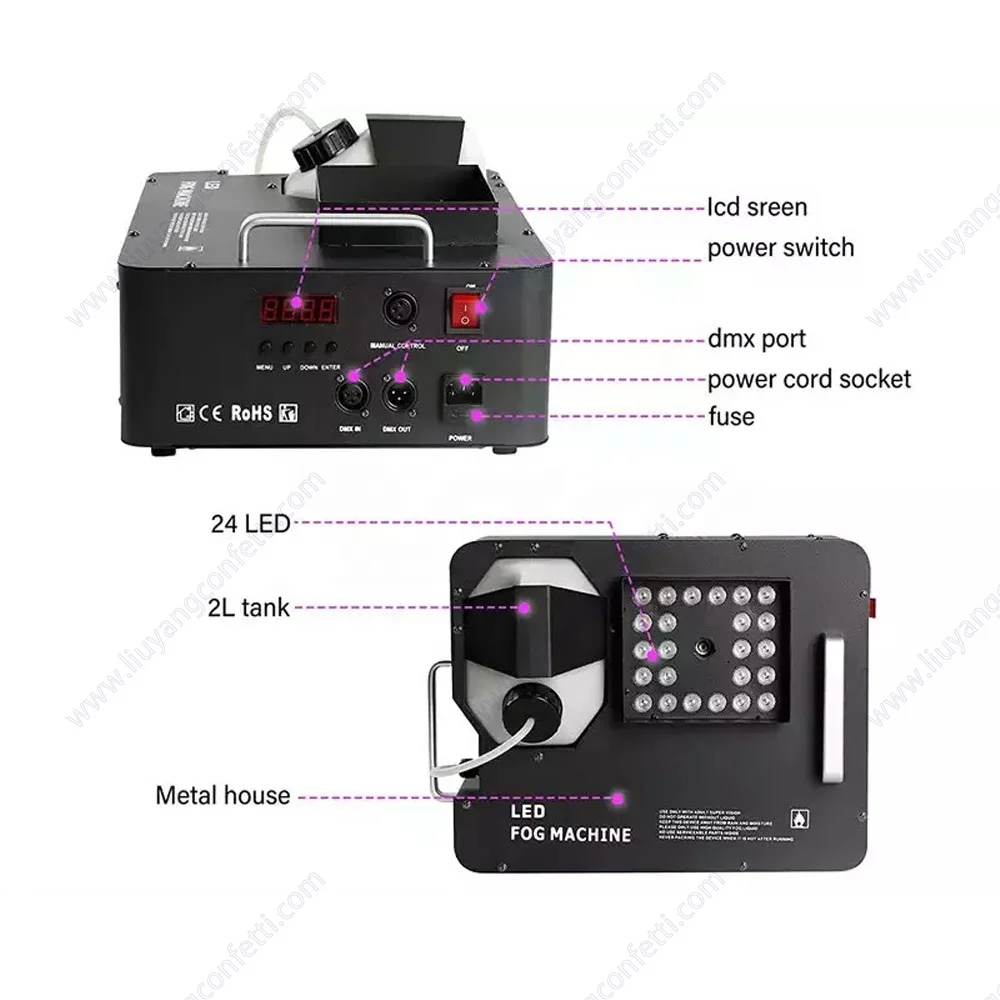 Rgb Lighting Air Column Effect Fog Machine With Remote & Dmx 512 1500w Smoke Machine