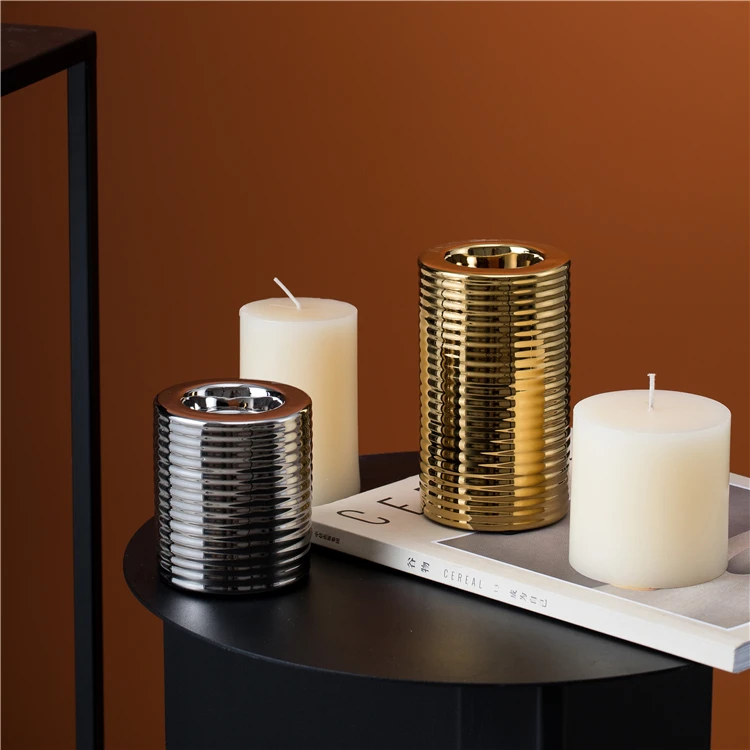 
New design indoor desktop home decoration european style luxury ceramic gold other candle holder 