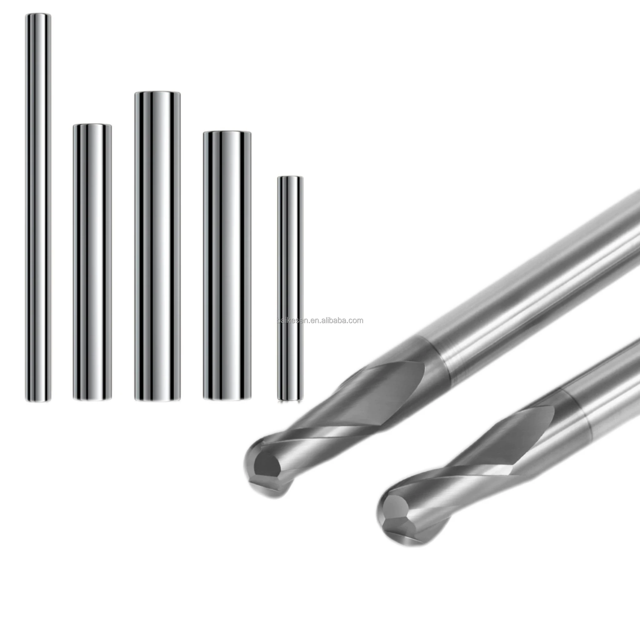 BKS Solid Carbide Router Bits Cnc Ball Nose End Mills Milling Cutter Hrc65 2 Flutes Solid Carbide Long Neck Ball End Mills